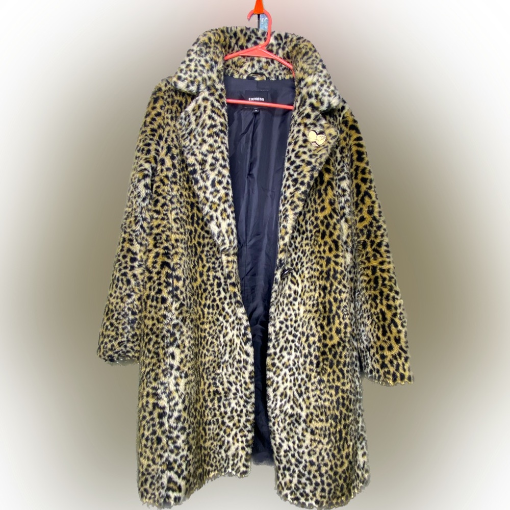 Faux Fur leopard print coat EXPRESS size XS